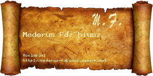 Mederus Fábiusz névjegykártya